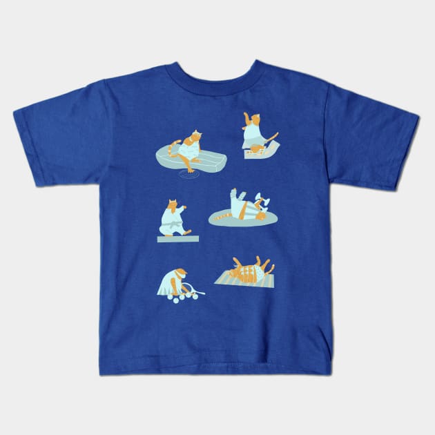 Active Orange Cats Kids T-Shirt by ahadden
